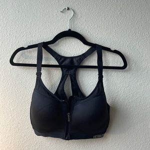 Victoria’s Secret Racerback Zip-Up Sports Bra (Black, 36C)